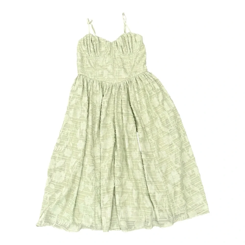 Jessica Simpson Corset Dress, Light Sage Green Textured, Lined,spaghetti strap - Picture 5 of 11